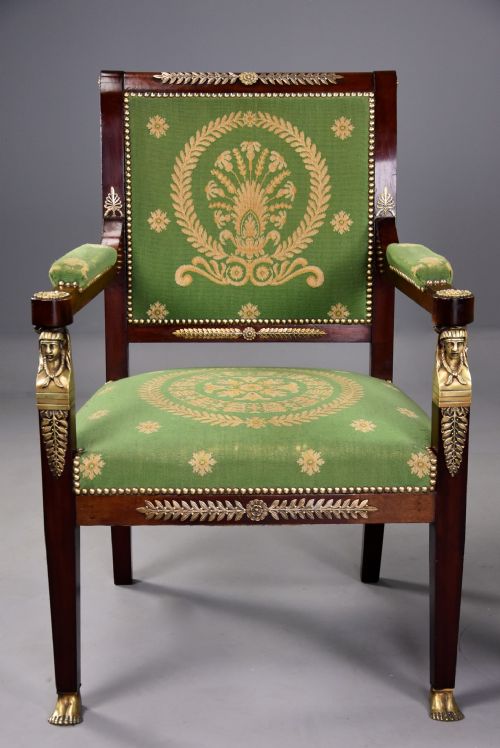 PAIR OF LATE 19THC FRENCH EMPIRE STYLE MAHOGANY FAUTEUILS OPEN ARMCHAIRS - ADDITIONAL PHOTO 3