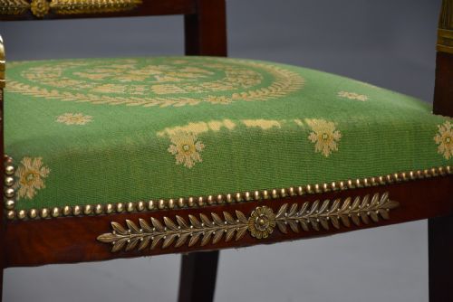 PAIR OF LATE 19THC FRENCH EMPIRE STYLE MAHOGANY FAUTEUILS OPEN ARMCHAIRS - ADDITIONAL PHOTO 8