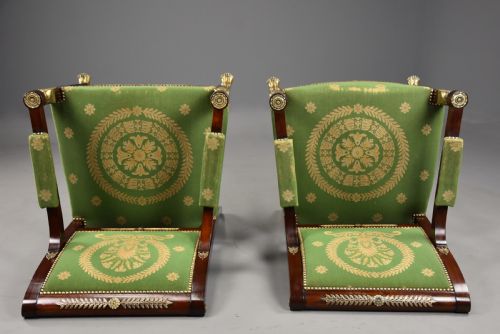 PAIR OF LATE 19THC FRENCH EMPIRE STYLE MAHOGANY FAUTEUILS OPEN ARMCHAIRS - ADDITIONAL PHOTO 10