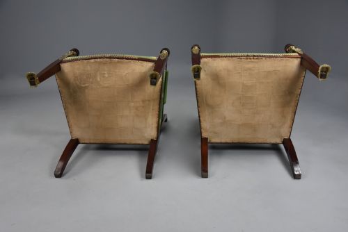 PAIR OF LATE 19THC FRENCH EMPIRE STYLE MAHOGANY FAUTEUILS OPEN ARMCHAIRS - ADDITIONAL PHOTO 13
