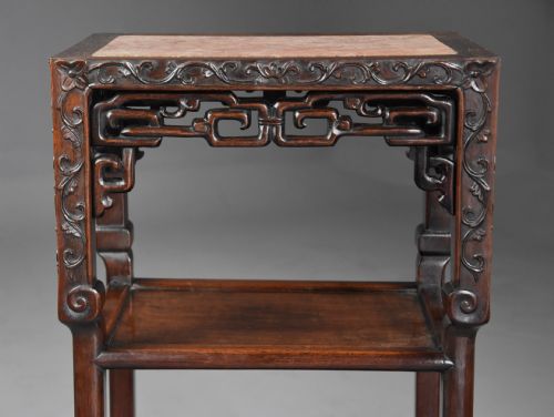 LATE 19TH CENTURY MATCHED PAIR OF FREESTANDING CHINESE HARDWOOD POT STANDS - ADDITIONAL PHOTO 6