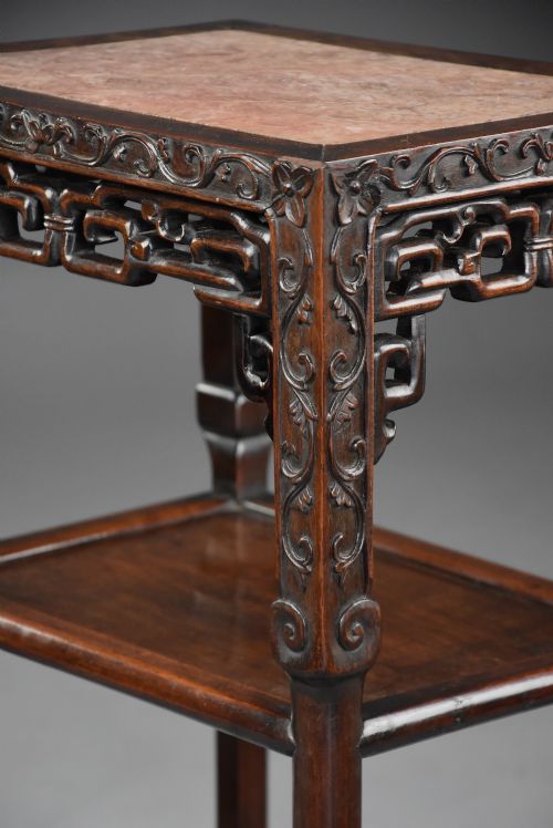 LATE 19TH CENTURY MATCHED PAIR OF FREESTANDING CHINESE HARDWOOD POT STANDS - ADDITIONAL PHOTO 7