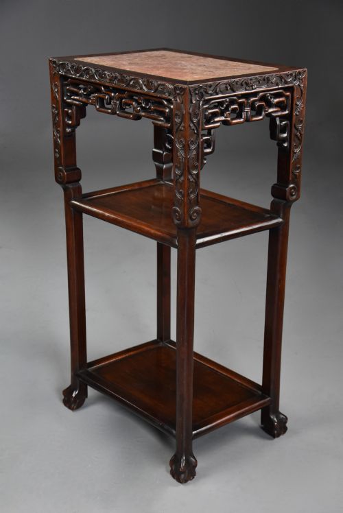 LATE 19TH CENTURY MATCHED PAIR OF FREESTANDING CHINESE HARDWOOD POT STANDS - ADDITIONAL PHOTO 8