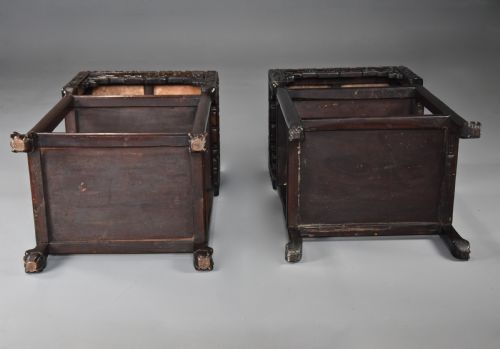 LATE 19TH CENTURY MATCHED PAIR OF FREESTANDING CHINESE HARDWOOD POT STANDS - ADDITIONAL PHOTO 11