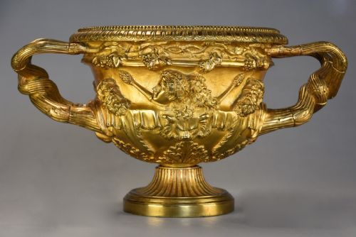 FINE QUALITY 19TH CENTURY GRAND TOUR GILT BRONZE REDUCTION OF 'THE WARWICK VASE' AFTER THE ANTIQUE - ADDITIONAL PHOTO 2