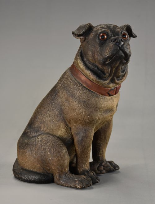 CHARMING LATE 19TH CENTURY AUSTRIAN SEATED TERRACOTTA PUG DOG - ADDITIONAL PHOTO 3
