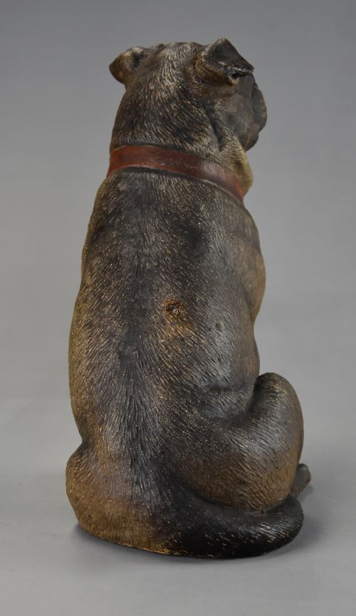CHARMING LATE 19TH CENTURY AUSTRIAN SEATED TERRACOTTA PUG DOG - ADDITIONAL PHOTO 5