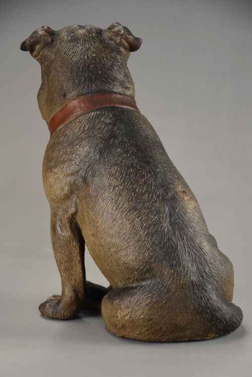 CHARMING LATE 19TH CENTURY AUSTRIAN SEATED TERRACOTTA PUG DOG - ADDITIONAL PHOTO 7