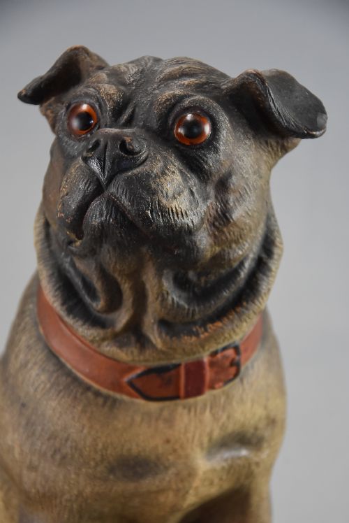CHARMING LATE 19TH CENTURY AUSTRIAN SEATED TERRACOTTA PUG DOG - ADDITIONAL PHOTO 11