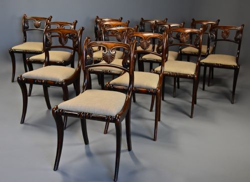 FINE QUALITY SET OF THIRTEEN EARLY 19THC REGENCY SIMULATED ROSEWOOD DINING CHAIRS - ADDITIONAL PHOTO 1