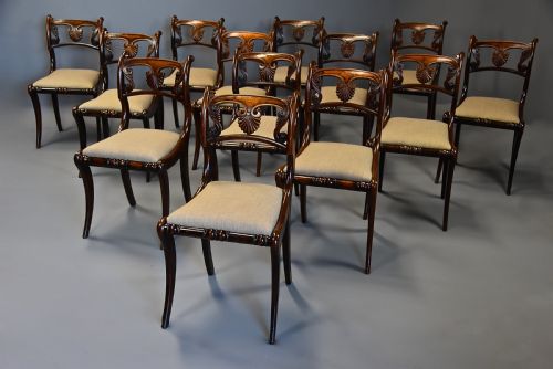 FINE QUALITY SET OF THIRTEEN EARLY 19THC REGENCY SIMULATED ROSEWOOD DINING CHAIRS - ADDITIONAL PHOTO 2