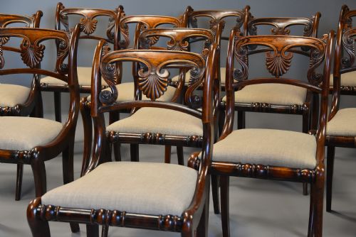 FINE QUALITY SET OF THIRTEEN EARLY 19THC REGENCY SIMULATED ROSEWOOD DINING CHAIRS - ADDITIONAL PHOTO 3