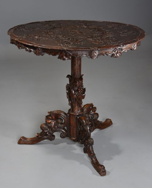 LATE 19TH CENTURY FINE QUALITY PROFUSELY CARVED BLACK FOREST CARVED LINDEN WOOD CENTRE TABLE - ADDITIONAL PHOTO 1
