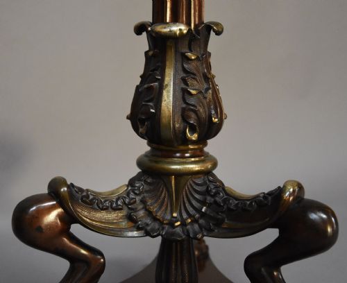 SUPERB PAIR OF LATE 19TH CENTURY REGENCY STYLE BRONZE MAHOGANY TORCHERES IN THE MANNER OF GEORGE SMITH OR THOMAS HOPE - ADDITIONAL PHOTO 6