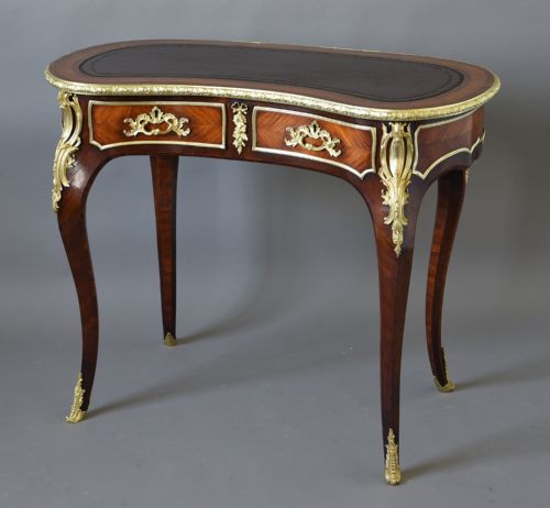 SUPERB QUALITY ELEGANT 19TH CENTURY ENGLISH KINGWOOD KIDNEY SHAPED LADIES WRITING DESK IN THE FRENCH STYLE