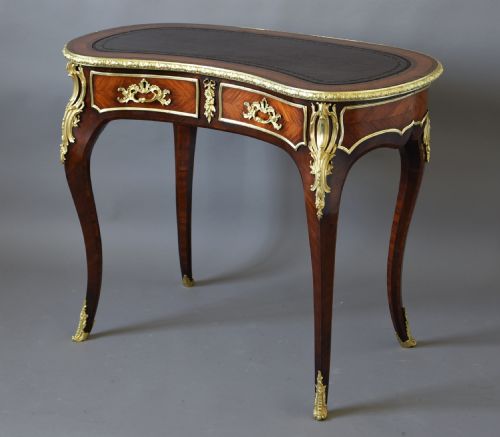 SUPERB QUALITY ELEGANT 19TH CENTURY ENGLISH KINGWOOD KIDNEY SHAPED LADIES WRITING DESK IN THE FRENCH STYLE - ADDITIONAL PHOTO 1