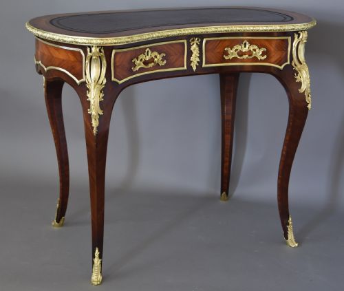 SUPERB QUALITY ELEGANT 19TH CENTURY ENGLISH KINGWOOD KIDNEY SHAPED LADIES WRITING DESK IN THE FRENCH STYLE - ADDITIONAL PHOTO 3