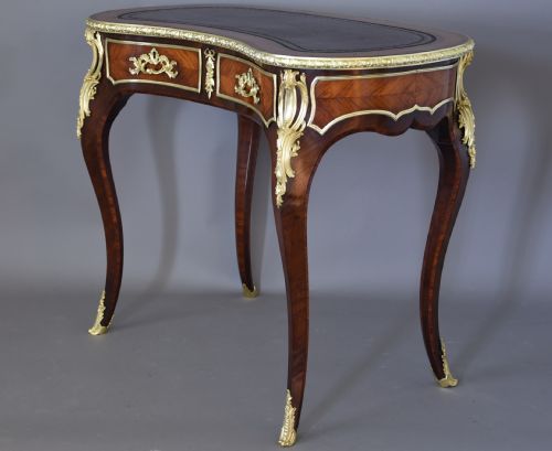 SUPERB QUALITY ELEGANT 19TH CENTURY ENGLISH KINGWOOD KIDNEY SHAPED LADIES WRITING DESK IN THE FRENCH STYLE - ADDITIONAL PHOTO 5