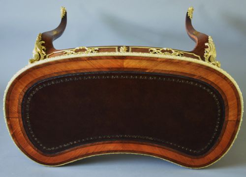 SUPERB QUALITY ELEGANT 19TH CENTURY ENGLISH KINGWOOD KIDNEY SHAPED LADIES WRITING DESK IN THE FRENCH STYLE - ADDITIONAL PHOTO 9