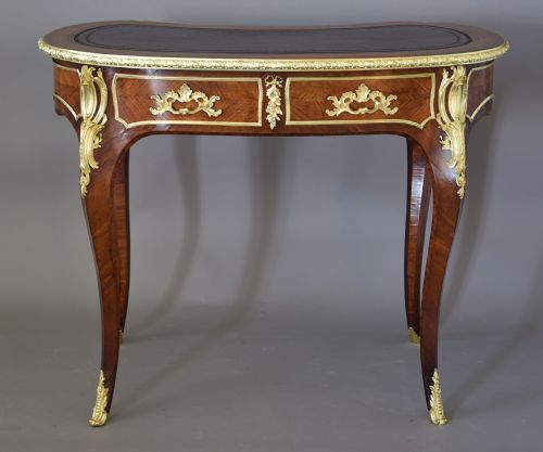 SUPERB QUALITY ELEGANT 19TH CENTURY ENGLISH KINGWOOD KIDNEY SHAPED LADIES WRITING DESK IN THE FRENCH STYLE - ADDITIONAL PHOTO 10