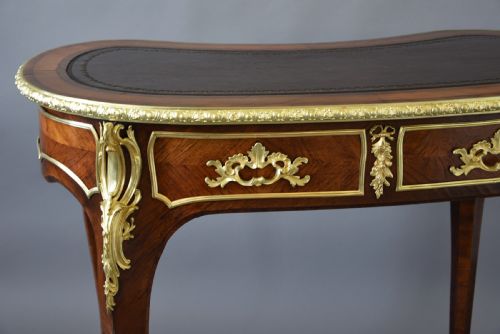 SUPERB QUALITY ELEGANT 19TH CENTURY ENGLISH KINGWOOD KIDNEY SHAPED LADIES WRITING DESK IN THE FRENCH STYLE - ADDITIONAL PHOTO 12