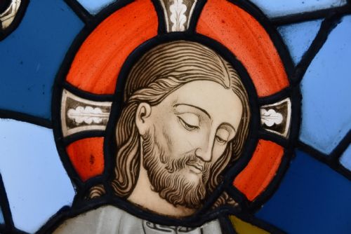 STUNNING LARGESCALE MID 19TH CENTURY EARLIER HIGHLY DECORATIVE STAINED GLASS TRIPTYCH - ADDITIONAL PHOTO 8