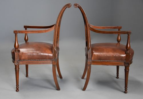 SUPERB QUALITY RARE PAIR OF LATE 18TH CENTURY FRENCH DIRECTOIRE STYLE WALNUT OPEN ARMCHAIRS - ADDITIONAL PHOTO 13