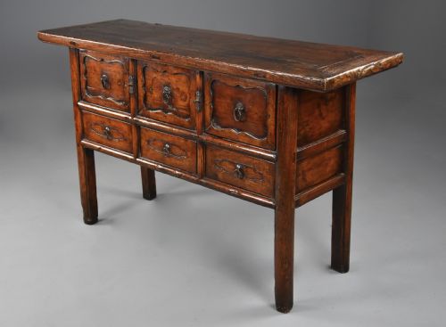 LATE 19TH CENTURY RUSTIC CHINESE ELM DRESSER OR SIDEBOARD OF FINE PATINA - ADDITIONAL PHOTO 5