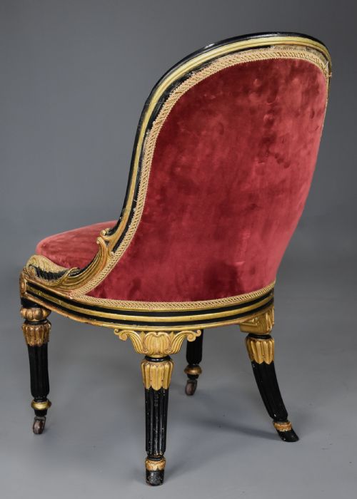 RARE EARLY 19TH CENTURY ENGLISH REGENCY EBONISED GILT SIDE CHAIR - ADDITIONAL PHOTO 7