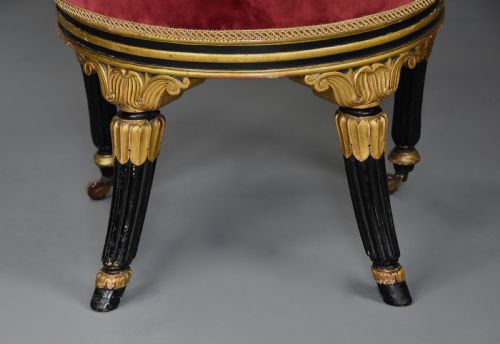 RARE EARLY 19TH CENTURY ENGLISH REGENCY EBONISED GILT SIDE CHAIR - ADDITIONAL PHOTO 9
