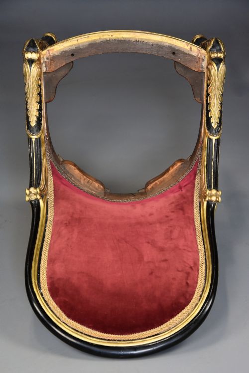 RARE EARLY 19TH CENTURY ENGLISH REGENCY EBONISED GILT SIDE CHAIR - ADDITIONAL PHOTO 12