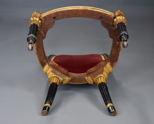 RARE EARLY 19TH CENTURY ENGLISH REGENCY EBONISED GILT SIDE CHAIR - ADDITIONAL PHOTO 13