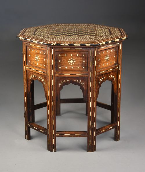 FINE QUALITY LATE 19THCENTURY ANGLO INDIAN HOSHIARPUR INLAID OCTAGONAL OCCASIONAL TABLE