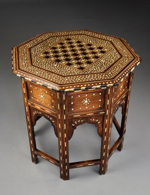 FINE QUALITY LATE 19THCENTURY ANGLO INDIAN HOSHIARPUR INLAID OCTAGONAL OCCASIONAL TABLE - ADDITIONAL PHOTO 5