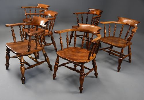 SIX MID 19TH CENTURY SMOKERS BOW WINDSOR OR CAPTAINS CHAIRS - ADDITIONAL PHOTO 2