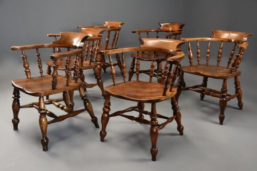 SIX MID 19TH CENTURY SMOKERS BOW WINDSOR OR CAPTAINS CHAIRS - ADDITIONAL PHOTO 3
