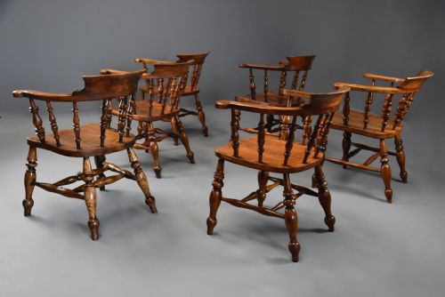 SIX MID 19TH CENTURY SMOKERS BOW WINDSOR OR CAPTAINS CHAIRS - ADDITIONAL PHOTO 4