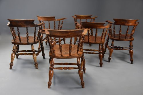 SIX MID 19TH CENTURY SMOKERS BOW WINDSOR OR CAPTAINS CHAIRS - ADDITIONAL PHOTO 5