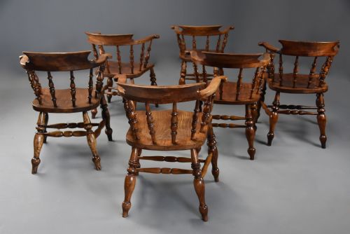 SIX MID 19TH CENTURY SMOKERS BOW WINDSOR OR CAPTAINS CHAIRS - ADDITIONAL PHOTO 6