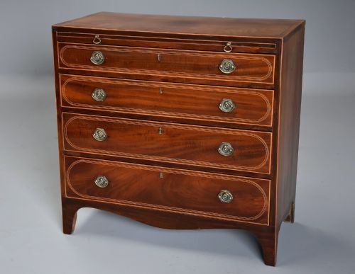 LATE 19THC ELEGANT HEPPLEWHITE STYLE MAHOGANY CHEST OF DRAWERS BY DRUCE CO