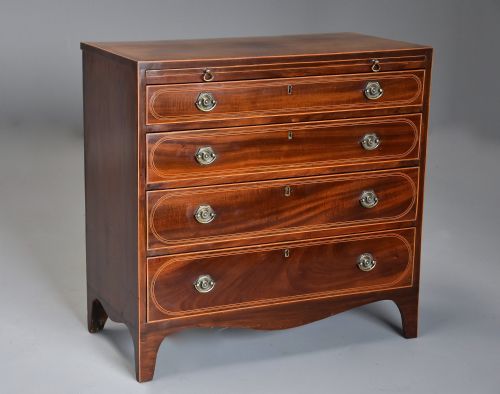 LATE 19THC ELEGANT HEPPLEWHITE STYLE MAHOGANY CHEST OF DRAWERS BY DRUCE CO - ADDITIONAL PHOTO 1