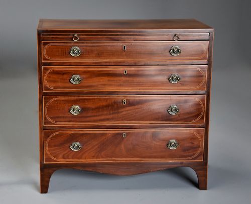 LATE 19THC ELEGANT HEPPLEWHITE STYLE MAHOGANY CHEST OF DRAWERS BY DRUCE CO - ADDITIONAL PHOTO 3