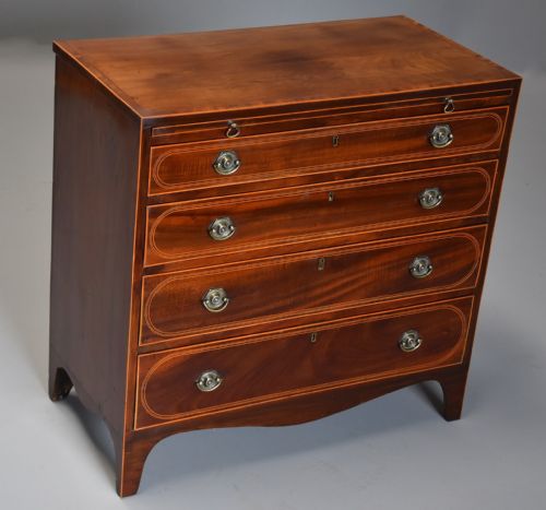 LATE 19THC ELEGANT HEPPLEWHITE STYLE MAHOGANY CHEST OF DRAWERS BY DRUCE CO - ADDITIONAL PHOTO 5