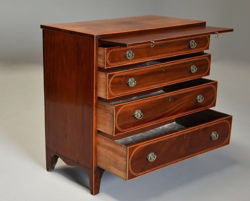 LATE 19THC ELEGANT HEPPLEWHITE STYLE MAHOGANY CHEST OF DRAWERS BY DRUCE CO - ADDITIONAL PHOTO 6