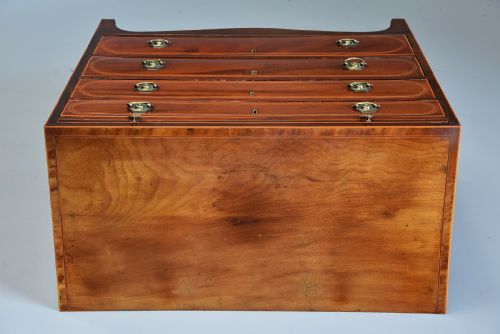 LATE 19THC ELEGANT HEPPLEWHITE STYLE MAHOGANY CHEST OF DRAWERS BY DRUCE CO - ADDITIONAL PHOTO 9