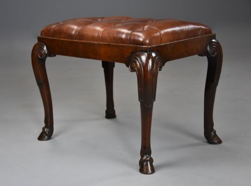 LATE 19TH CENTURY WALNUT CABRIOLE LEG STOOL IN THE QUEEN ANNE STYLE - ADDITIONAL PHOTO 1