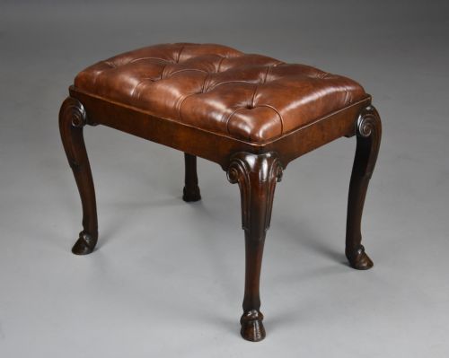 LATE 19TH CENTURY WALNUT CABRIOLE LEG STOOL IN THE QUEEN ANNE STYLE - ADDITIONAL PHOTO 2