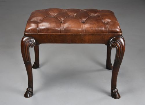 LATE 19TH CENTURY WALNUT CABRIOLE LEG STOOL IN THE QUEEN ANNE STYLE - ADDITIONAL PHOTO 3