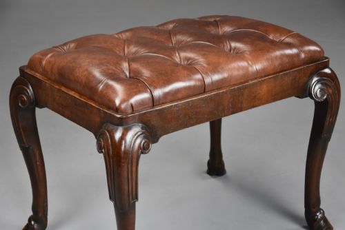 LATE 19TH CENTURY WALNUT CABRIOLE LEG STOOL IN THE QUEEN ANNE STYLE - ADDITIONAL PHOTO 5