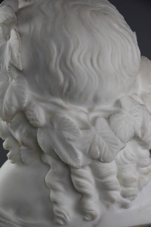 FINE QUALITY EARLY 19TH CENTURY CARRARA MARBLE BUST OF A YOUNG GIRL SIGNED HOUDON - ADDITIONAL PHOTO 10